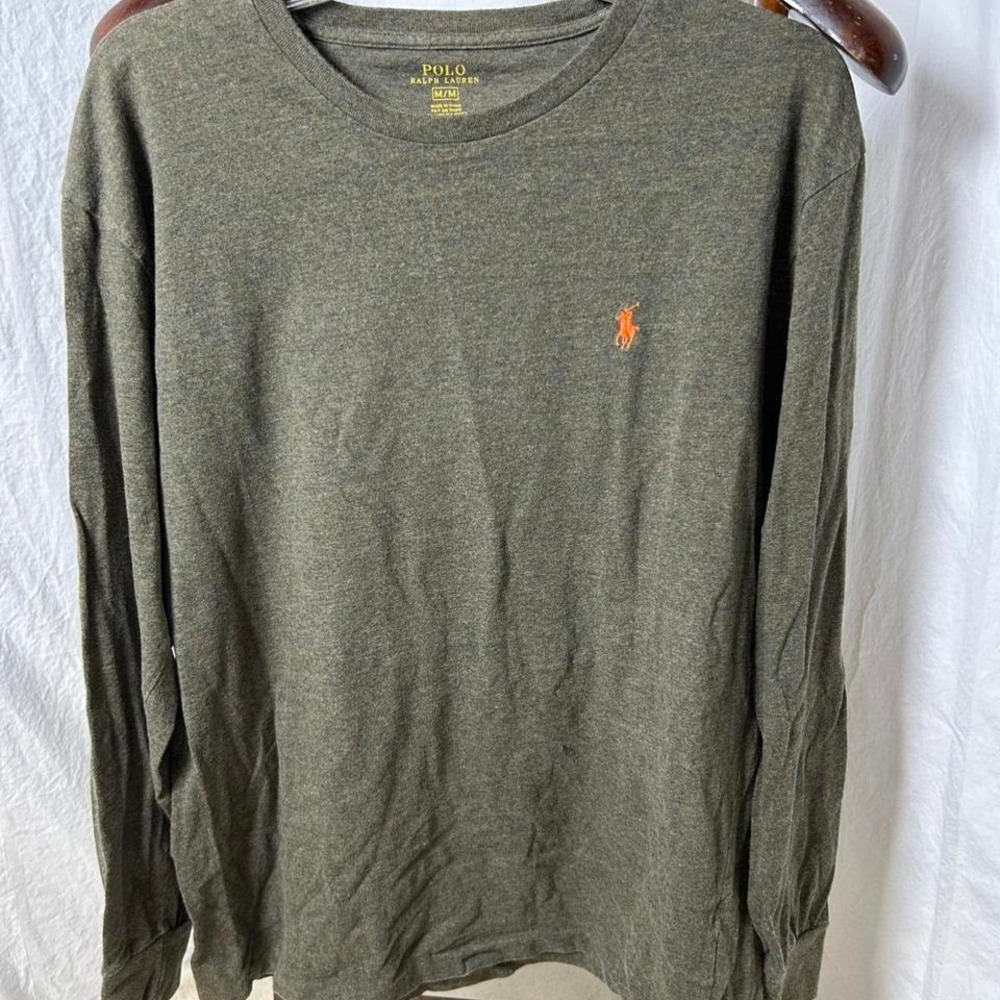 Polo Ralph Lauren Crew Neck Long Sleeve Tee Embroidered Logo Men's M green
